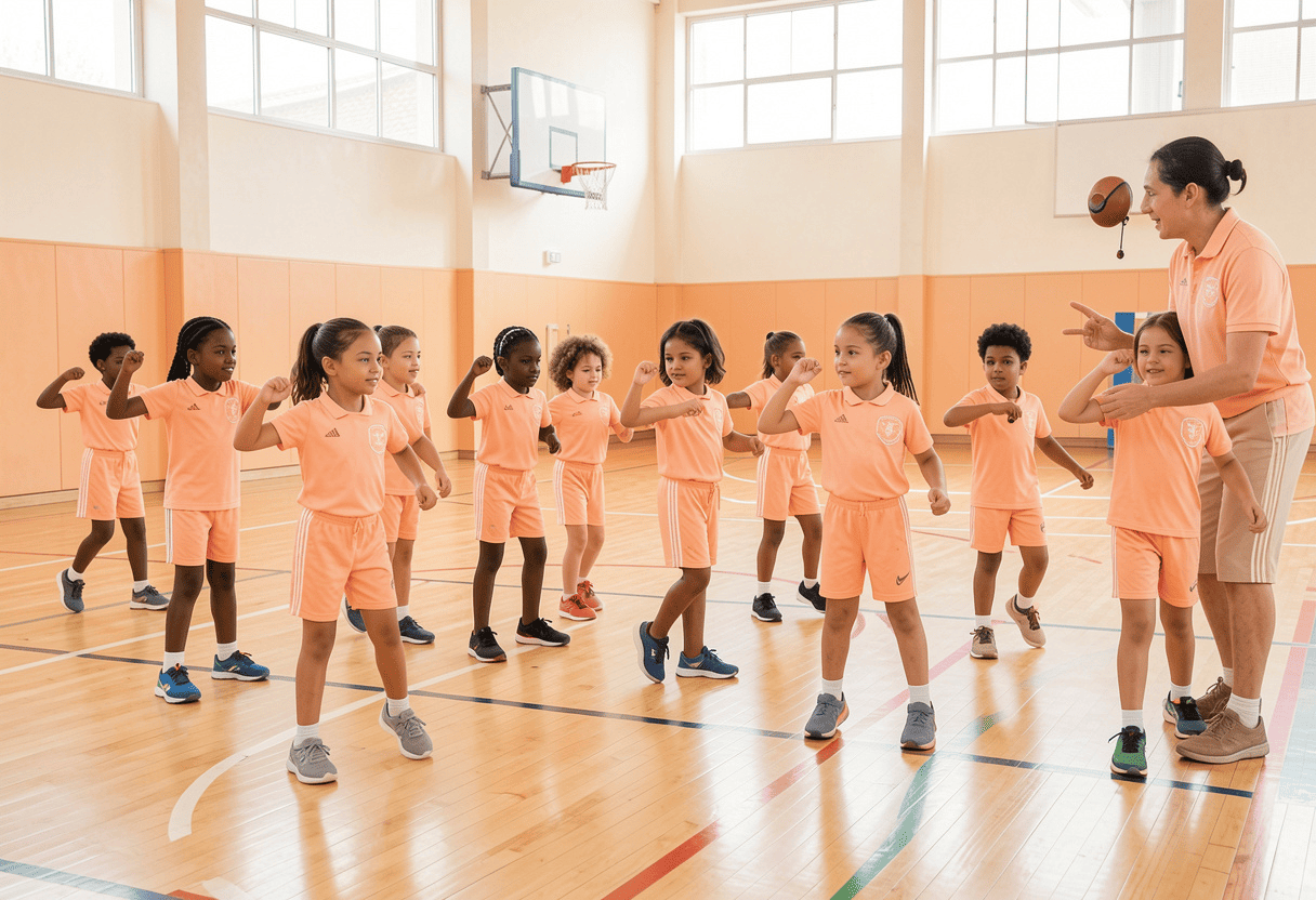 Diverse group of children celebrating after a sports event